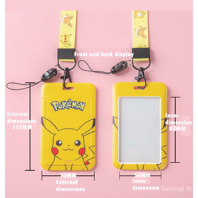 Pikachu card holder nam Bộ 2 vỏ đựng thẻ hình Pokemon Pikachu xe buýt kèm dây đeo cổ umaru ly starbucks pompompurin Demon Slayer Kimetsu No Yaiba