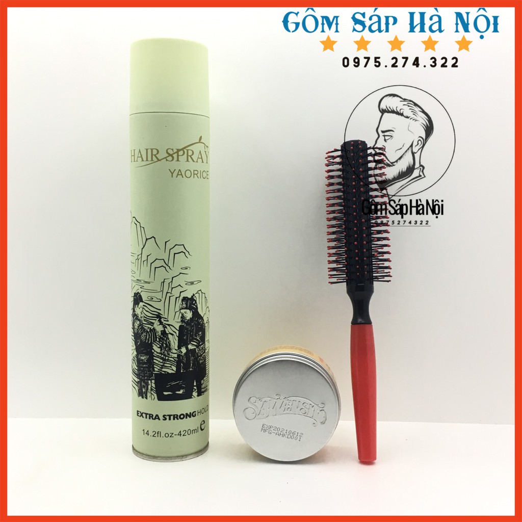 ✅Tặng Lược✅ Combo Gôm Xịt Tóc  Hair Spray 420ml + Sáp Vuốt Tóc Nam Aurane Cool Stylish Clay 80ml