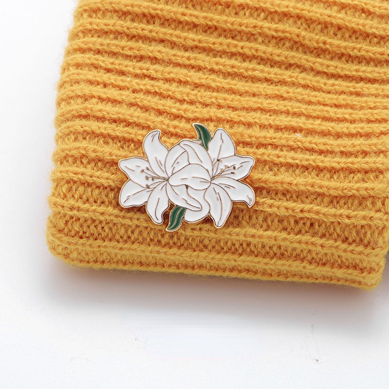 Huy Hiệu Cài Áo Hình Hoa Hướng Dương / Cây Hoa Lily Năm Cánh Tráng Men