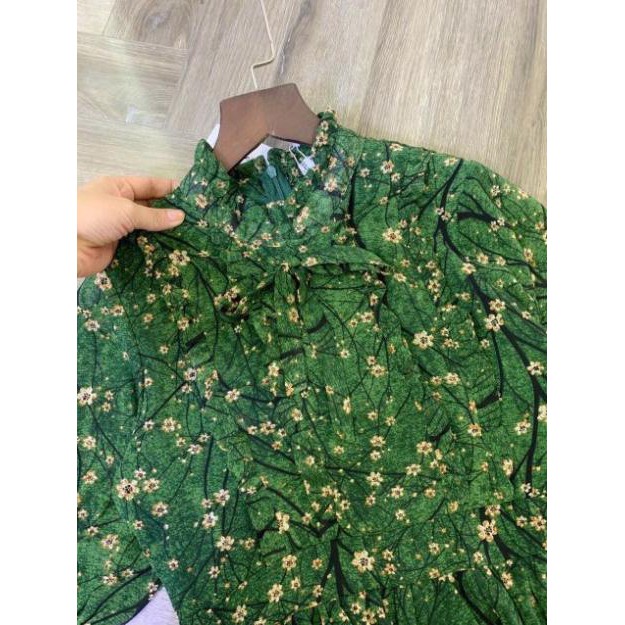 Váy hoa nhí xanh maxi