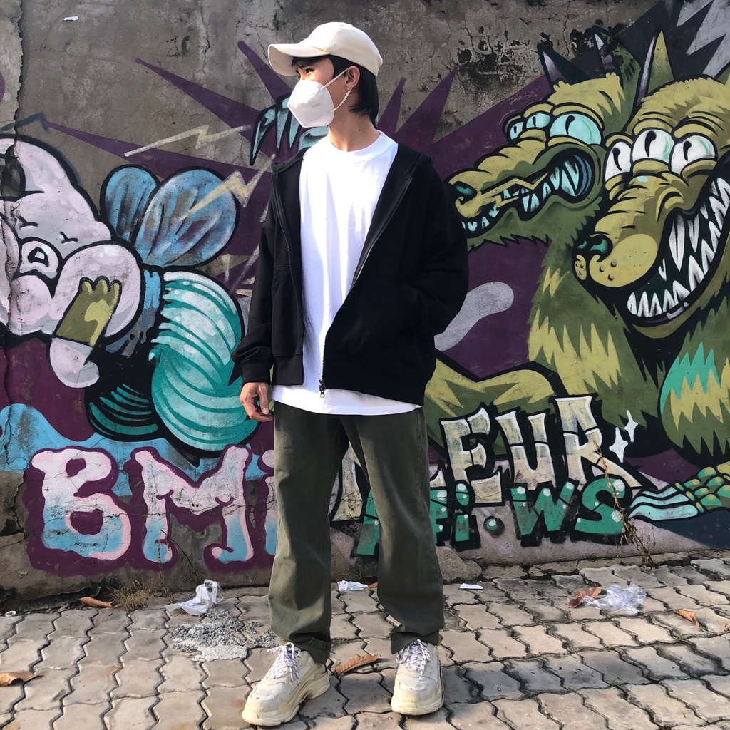 Áo jacket hoodie khóa zipper 2 chiều DATINO 100% Cotton thun da cá dày dặn form Streetwear, không xù