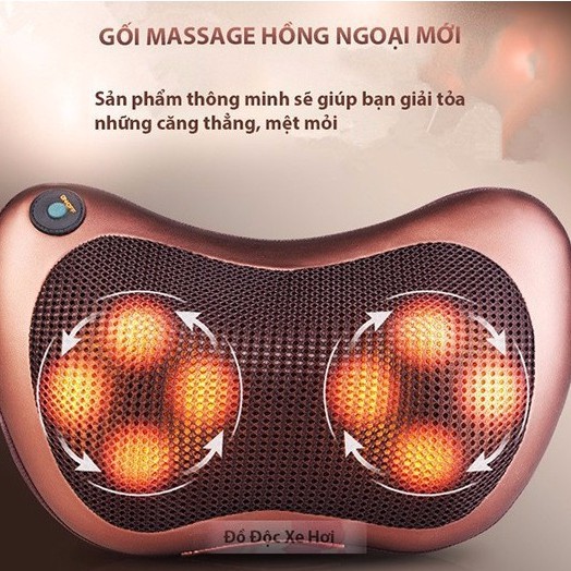 Gối massage hồng ngoại 8  quả cầu Tặng dây cắm điện trên ô tô (đơn hàng từ 99K FREESHIP)