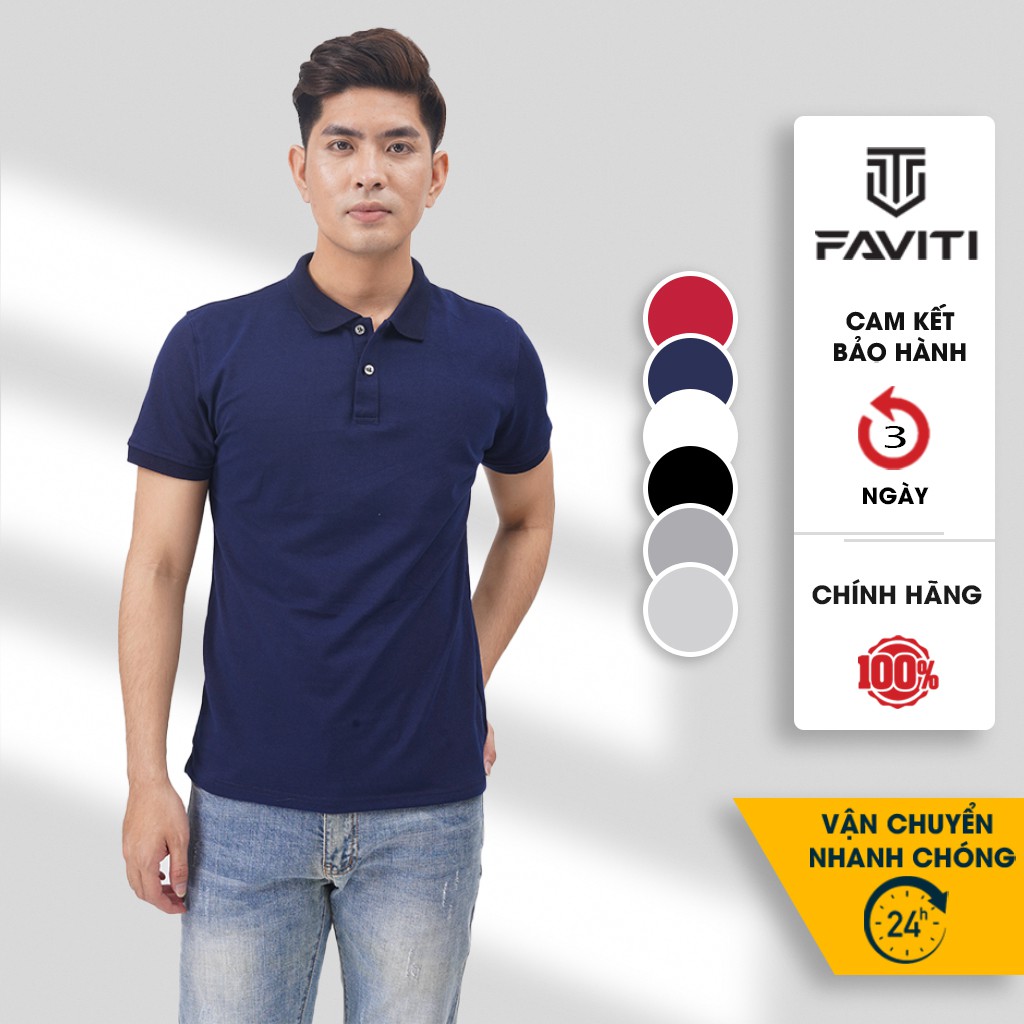 Áo Thun Phông Nam Trơn có cổ đẹp tay ngắn Áo Polo Nam cao cấp rẻ đẹp FAVITI AT01