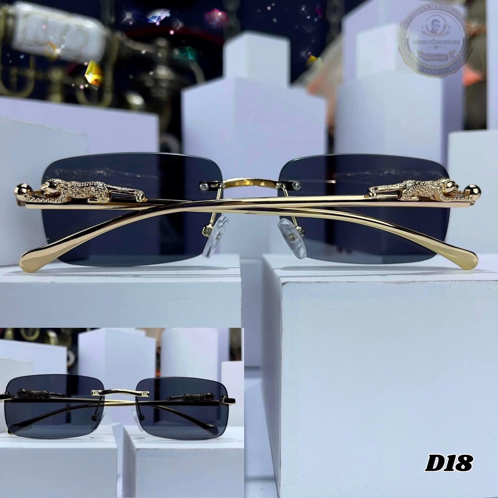 Mắt kính cao cấp ⚜️Bệu Store⚜️ Mắt kính mát gọng titan mạ vàng hình báo siêu độc - Hàng quý tộc -Chống Tia UV400 cực tím