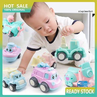 WJ_3/5/7Pcs Baby Mini Cartoon Construction Vehicle Pull Back Inertia Toy Car Set