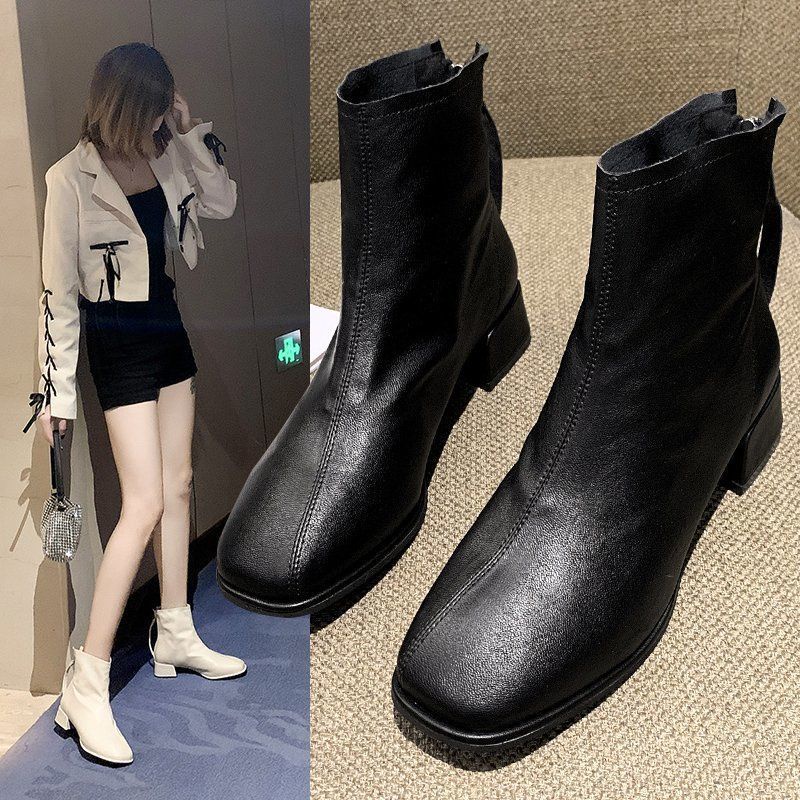 Giày Boots Martin Gót Vừa Có Size Lớn 35-43 Trẻ Trung Cá Tính Dành Cho Nữ