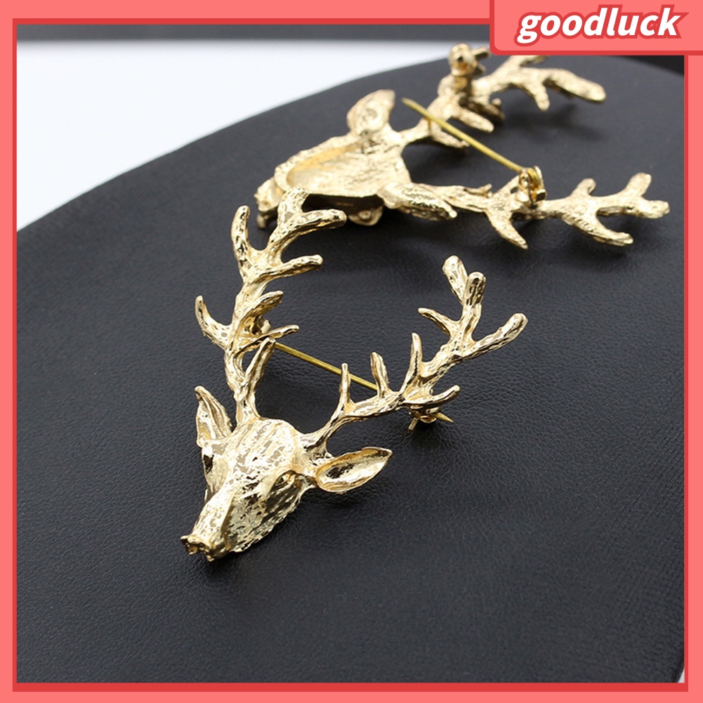 Ghim Cài Áo Hình Đầu Hươu Đính Đá Nhân Tạo Thời Trang Cho Nam Nữ