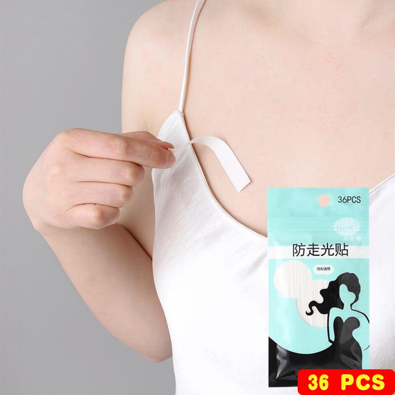 Set 1 / 36 Miếng Dán Cố Định Đường Viền Cổ Áo / Dây Đeo Vai Thiết Kế Trong Suốt Hai Mặt Chống Trượt