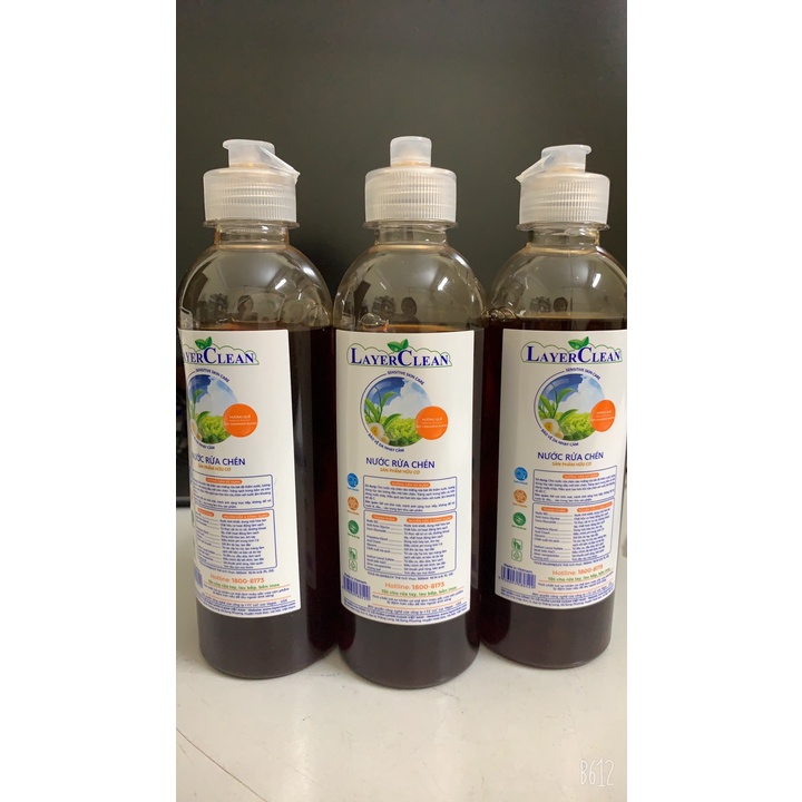 Combo 3 chai nước rửa chén hữu cơ layer clean, nước rửa bình cho bé chai 300ml