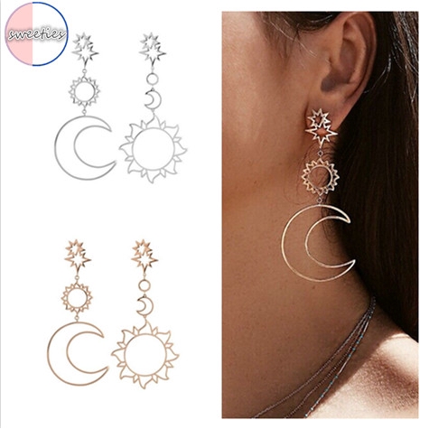 Bông tai tạo hình mặt trăng mặt trời xinh xắn cho nữ