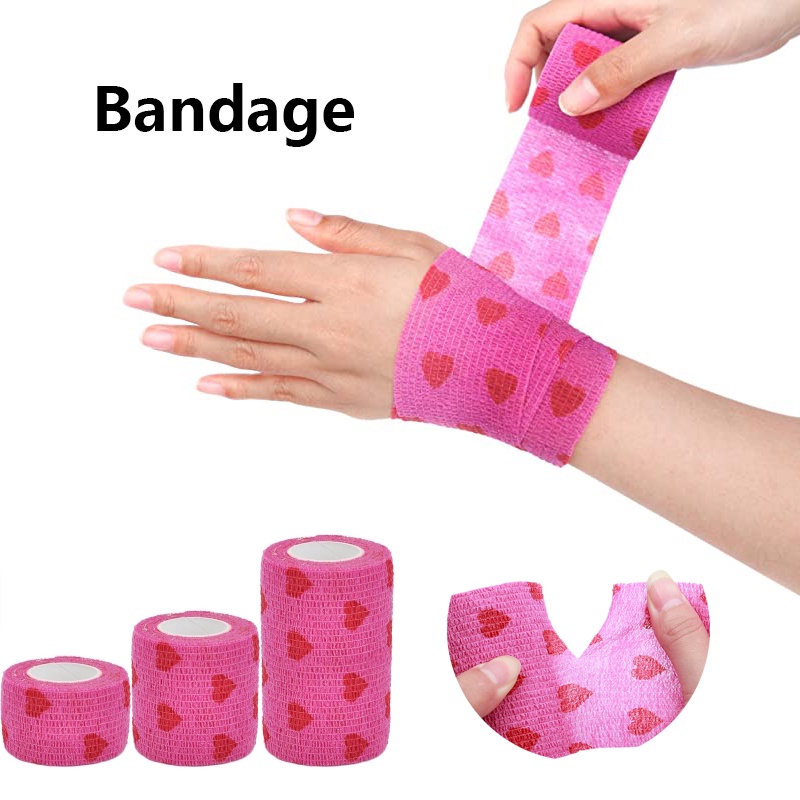 Băng Quấn Khớp Ngón Tay Co Giãn Tự Dính Bằng Vải Không Dệt In Họa Tiết Trái Tim