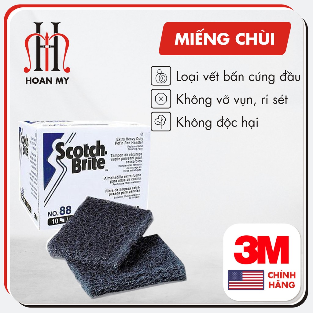 Miếng Cọ Rửa Đa Năng Scotch Brite 88 Dùng Để Vệ Sinh Đồ Dùng, Dụng Cụ Nấu Ăn, Mặt Bàn Chính Hãng 3M Mỹ