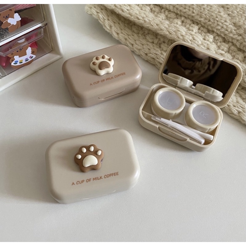 Khay Gương Chân Gấu Thỏ Cute - Khay Đựng Kính Áp Tròng BLINKSEYES