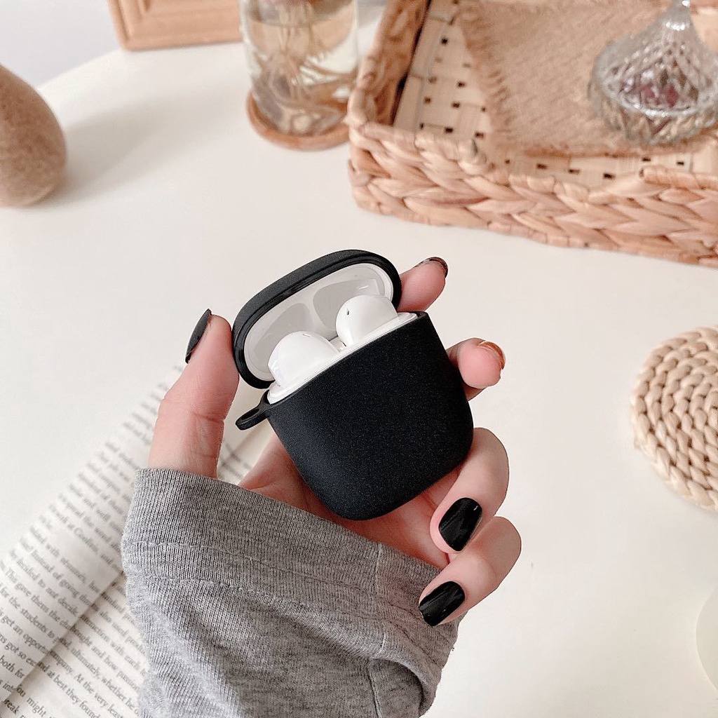 Ốp bảo vệ tai nghe màu trơn nhám có móc thời trang cho Baseus W04 TWS Baseus W04 Pro