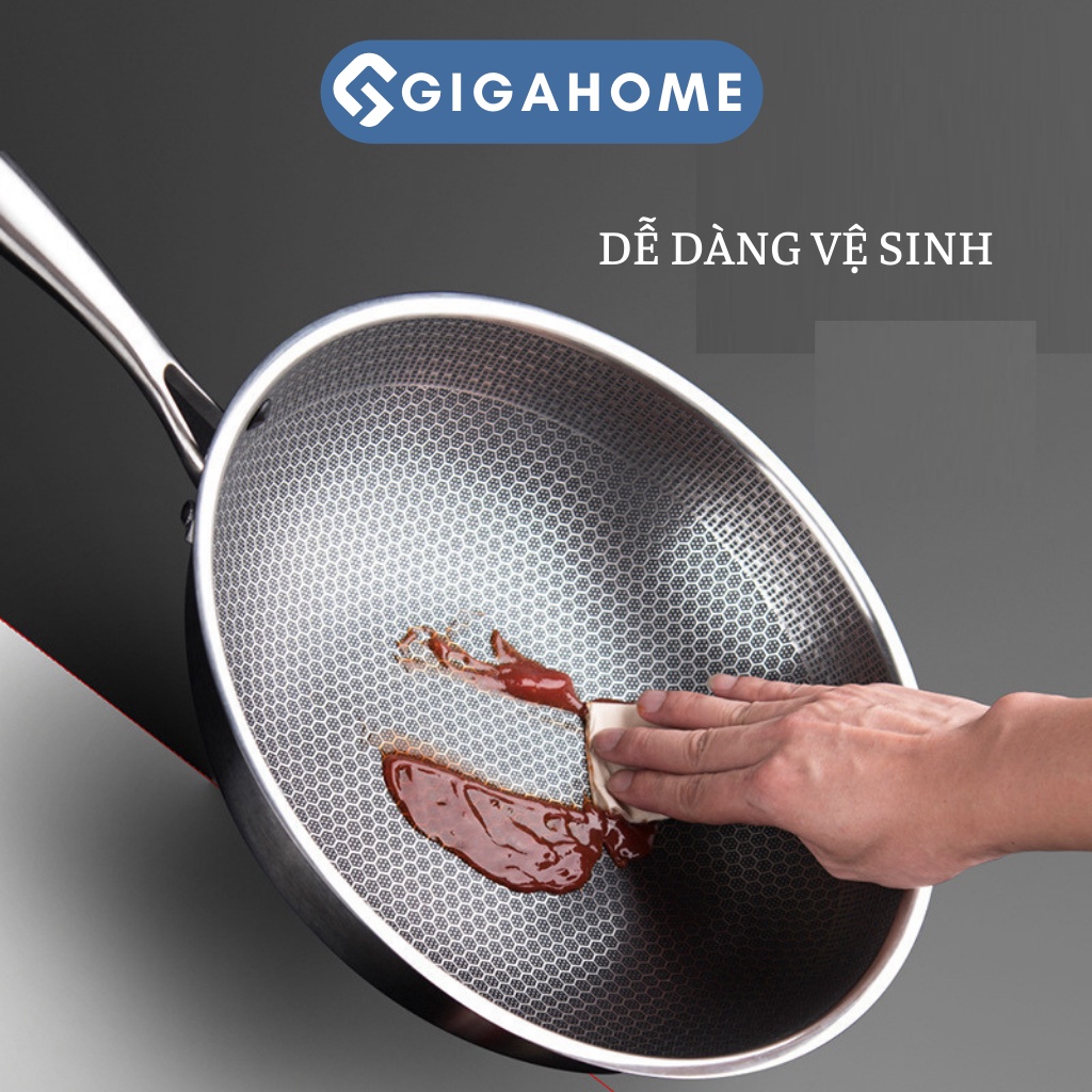 Chảo Chống Dính Vân Tổ Ong Sâu Lòng 32Cm Inox 304 GIGAHOME 10459