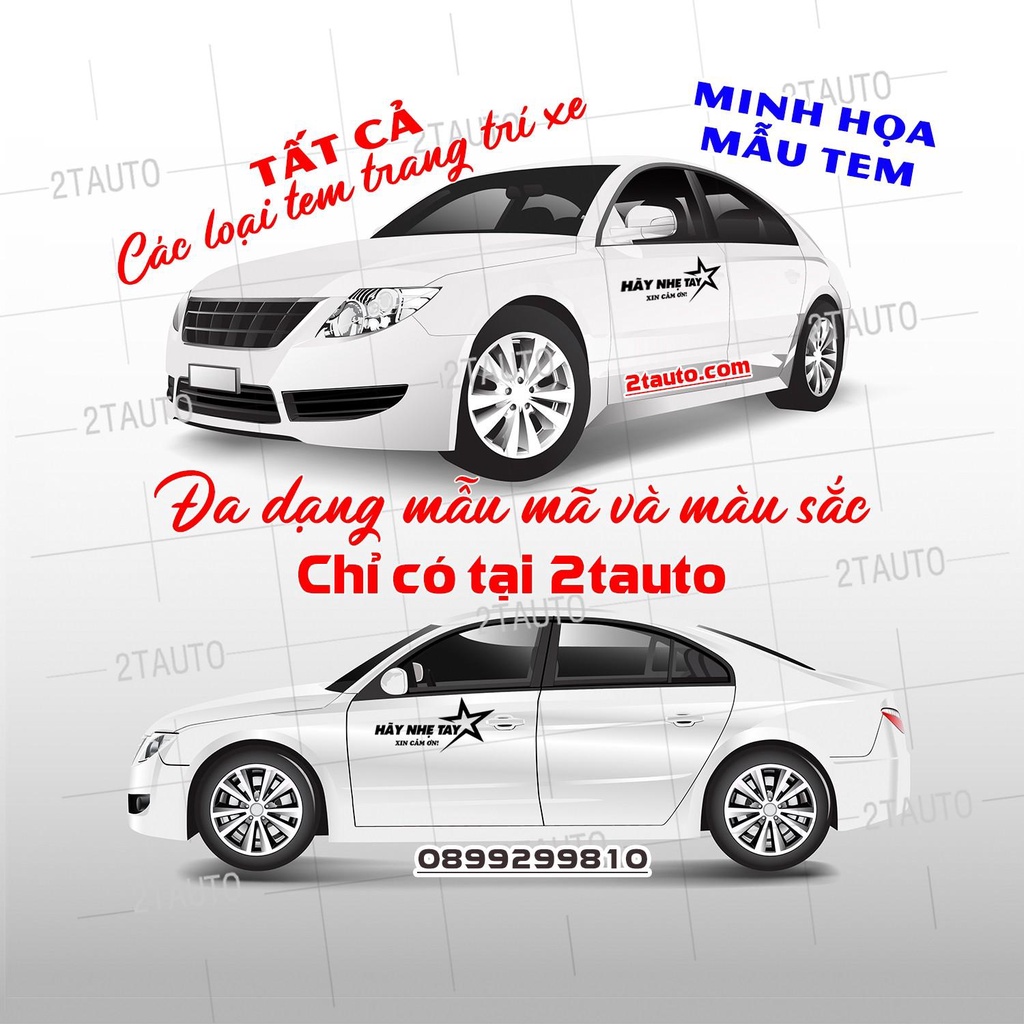 Tem dán cảnh báo XIN NHẸ TAY dán cửa ô tô xe hơi chống nước,chống phai màu,sticker dán lưu ý đóng cửa mở cửa xe cẩn thận