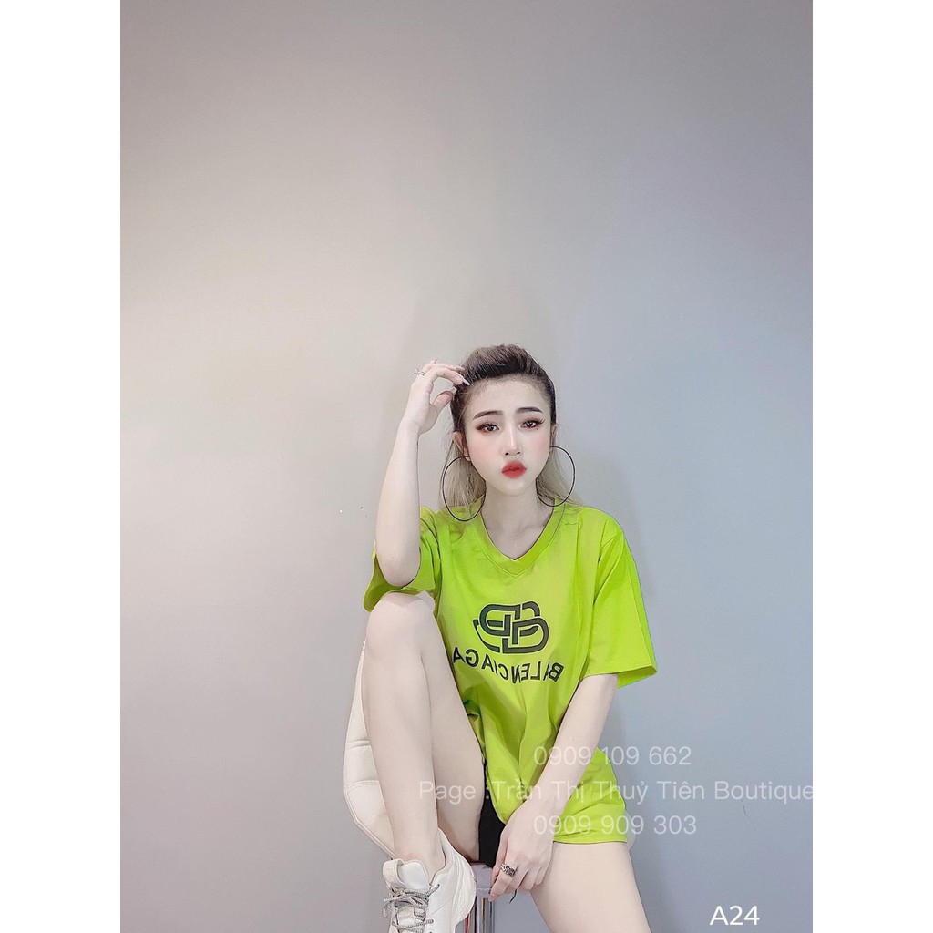 Áo thun form rộng - Áo thun hotgirl xanh non - cam và đen, tím than,..12 màu Balenciagaa | BigBuy360 - bigbuy360.vn