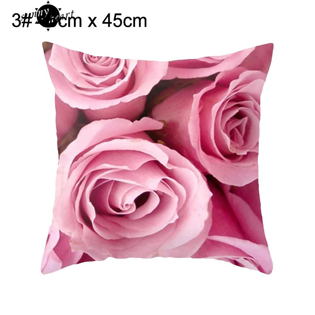 Áo Gối Khổ Vuông 45Cm X 45Cm In Họa Tiết Hoa Hồng Trang Nhã