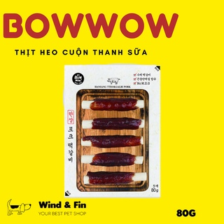 Snack cho chó- bowwow snack thịt heo cuộn thanh sữa 80g