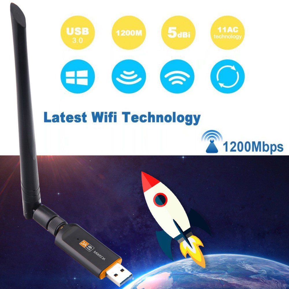 Thẻ Mạng 1200mbps Băng Tần Kép usb 3.0 Tốc Độ Cao 2.4 / 5ghz 802.11ac