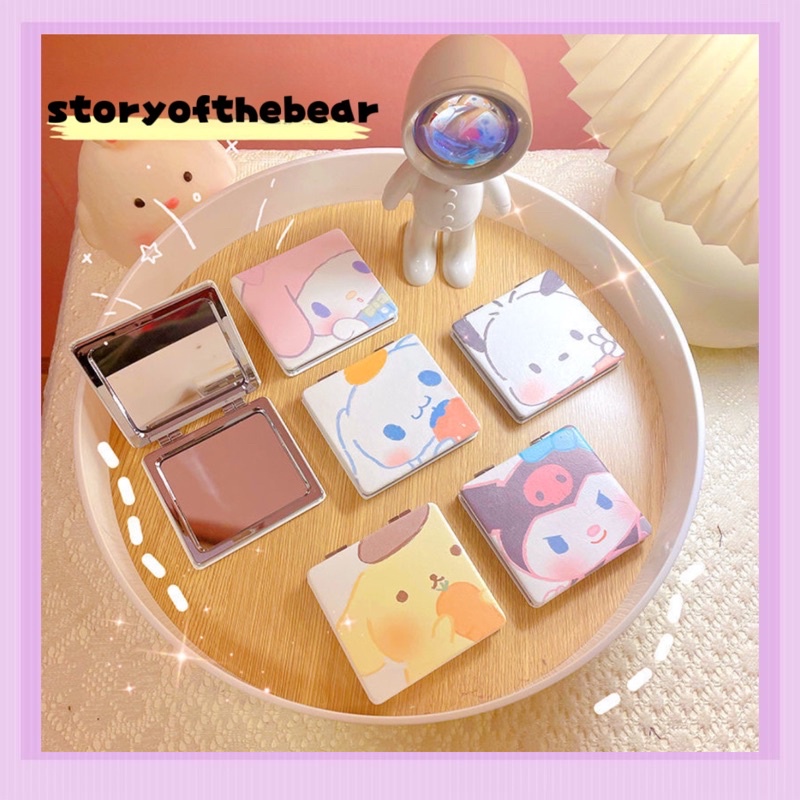 Gương mini bỏ túi in hình bằng da shin