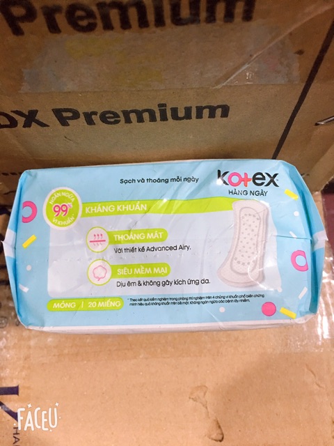 Băng vệ sinh Kotex hằng ngày kháng khuẩn, mỏng, 20 miếng