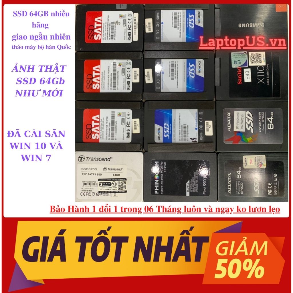 Ổ SSD 128Gb-64Gb-60GGb cũ đã qua sử dụng-nhiều hãng giao ngẫu nhiên- đã cài sẵn win 10