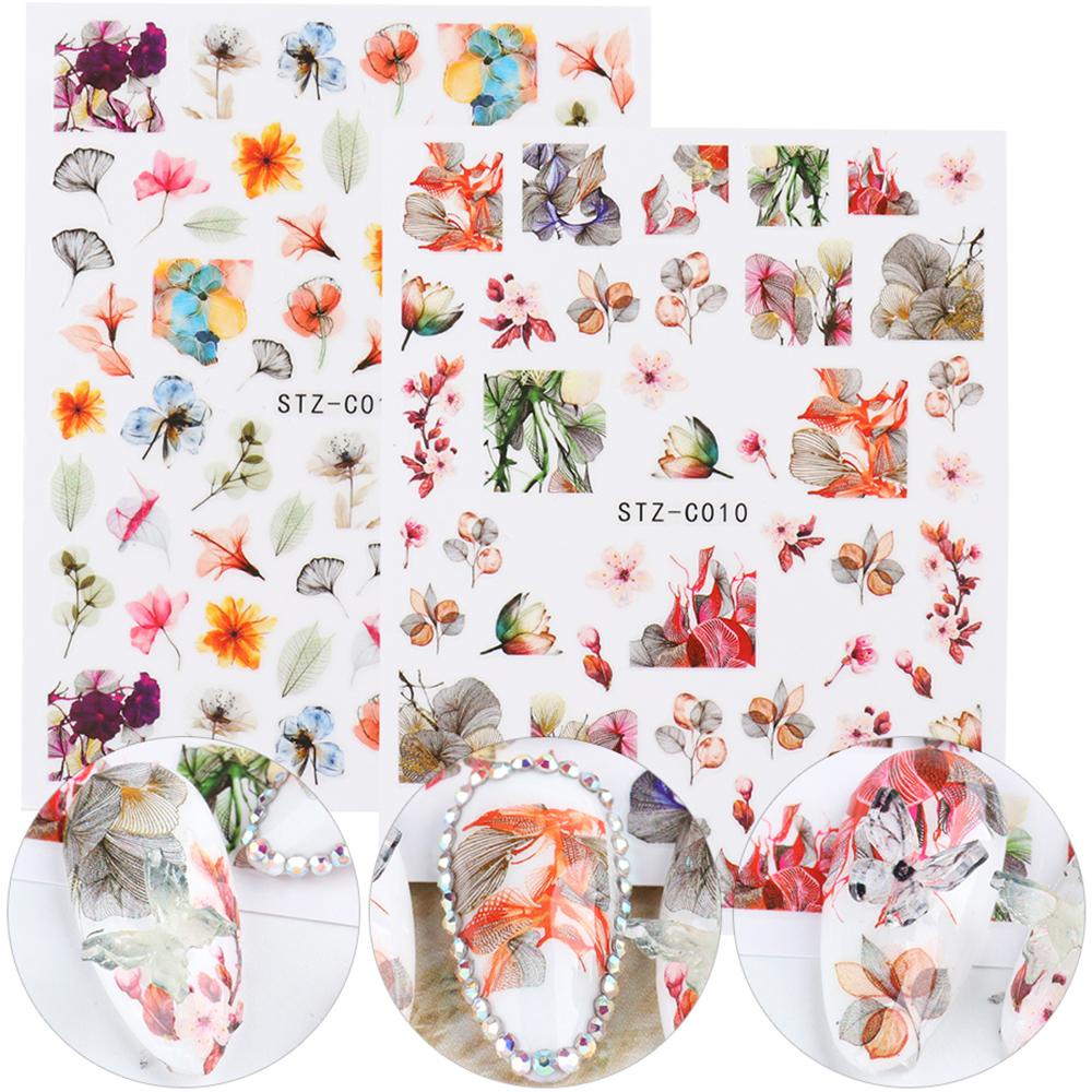 Miếng Dán Trang Trí Móng Tay Hình Hoa 3D Nhiều Màu Sắc