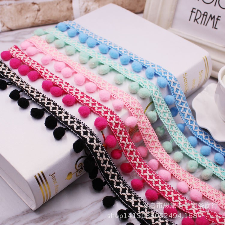 FREESHIP ĐƠN 99K_ Dải dây tua có đính hạt pom pom nhiều màu