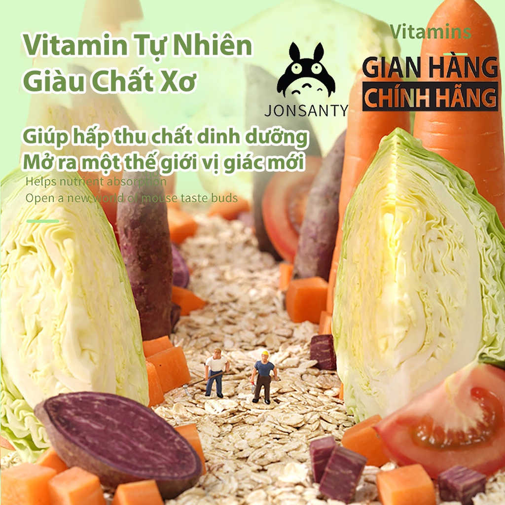 Thức ăn yến mạch trái cây rau củ cho sóc, nhím, chuột hamster, bọ ú,thỏ, chichila hãng JONSANTY hộp 500ML cst018