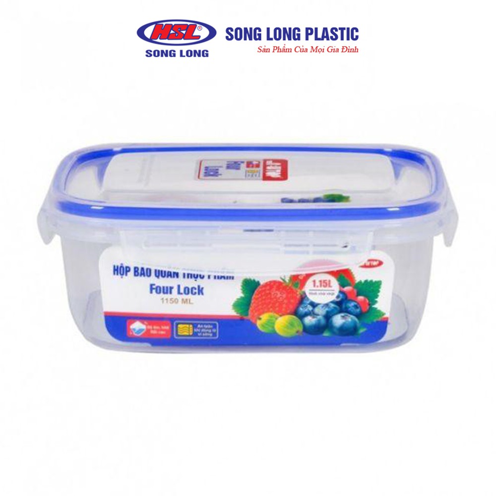 Bộ 3 hộp đựng bảo quản thực phẩm 1900ml, 1000ml, 450ml nhựa Song LongPlastic Four Lock cao cấp - 2508