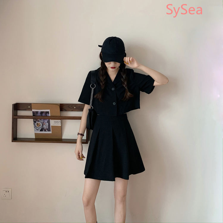 Bộ Áo Sơ Mi Ngắn Tay + Chân Váy Chữ A Lưng Cao Xinh Xắn Dành Cho Nữ | BigBuy360 - bigbuy360.vn