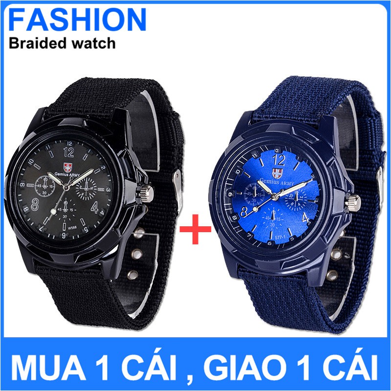 【Mua một tặng một】ĐỒNG HỒ NAM NỮ GEMIUS ARMY DÂY VẢI QUÂN ĐỘI CỰC ĐẸP AH562