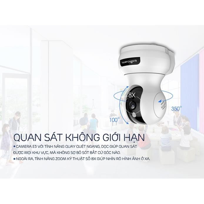 Camera Wifi Ebitcam E3 Full HD 1080P 2MP - Phát Hiện Chuyển Động, Đàm Thoại 2 Chiều, Xoay 360, Kèm thẻ  32GB/64GB | BigBuy360 - bigbuy360.vn