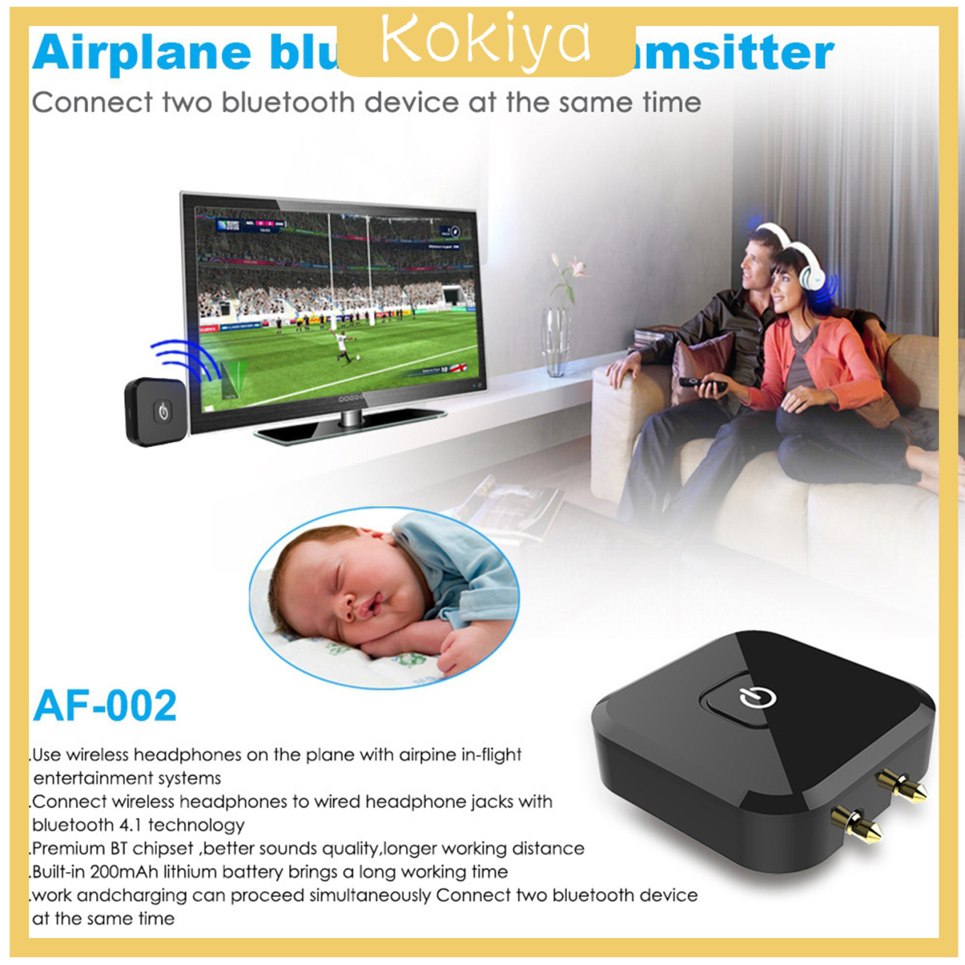 Đầu Nối Truyền Tín Hiệu Âm Thanh Bluetooth Không Dây Màu Đen