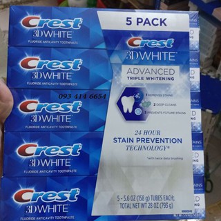 KEM ĐÁNH RĂNG CREST 3D WHITE ADVANCED 158Gr - MỸ [ MẪU MỚI CỦA 170Gr ]