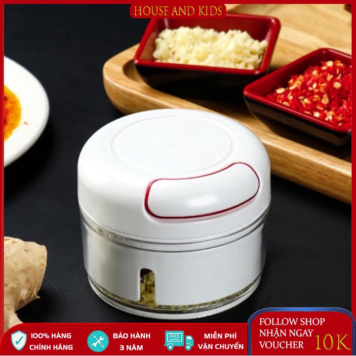 ⚡FREESHIP⚡ Máy xay tỏi ớt mini cầm tay đa năng, dụng cụ xay tỏi ớt kéo tay thế hệ mới tiện lợi, an toàn dễ sử dụng