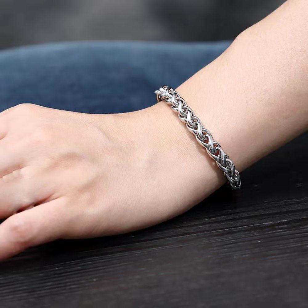 Vòng Tay Dây Xích Bằng Thép Không Gỉ Kiểu Hàn Quốc Cổ Điển Cho Nam &amp; Nữ Back2Li