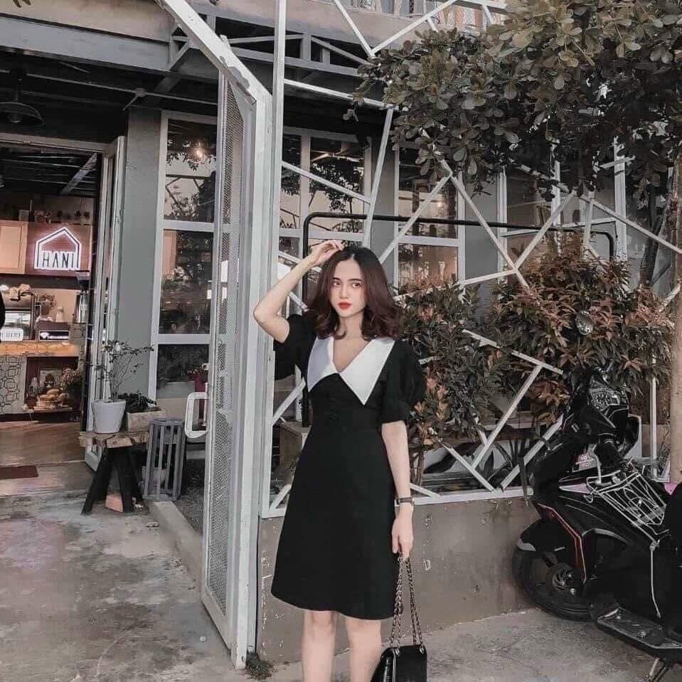 ĐẦM XOÈ ĐEN PHỐI CỔ SEN BILLY DRESS | BigBuy360 - bigbuy360.vn