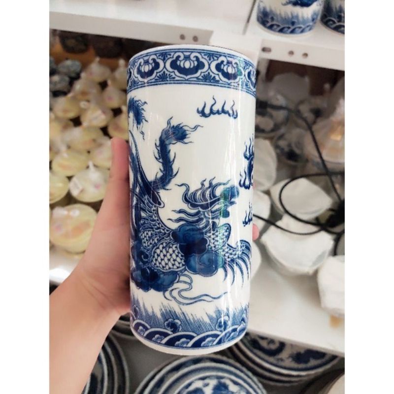 Ống cắm hương sứ Bát Tràng cao 18cm, 20cm