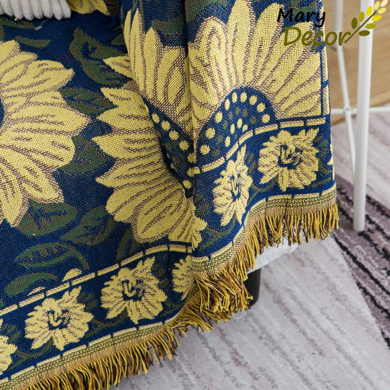 (1.8*2.3m) Khăn phủ ghế sofa cổ điển thanh lịch retro Hoa hướng dương - Sunflower PS16