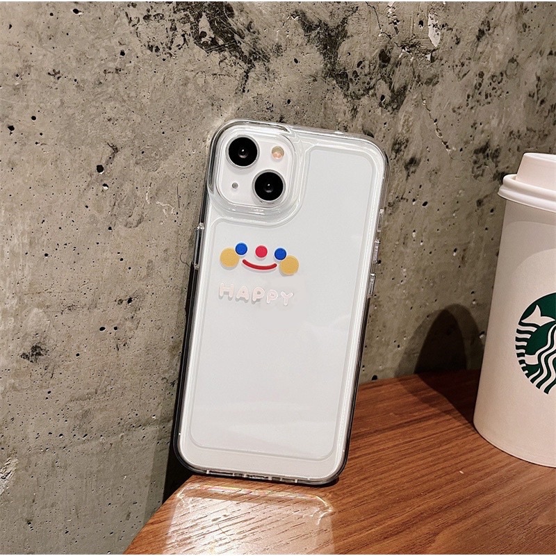 (SIÊU RẺ) Ốp lưng iphone trong siêu dày chống va đập mặt cười happy 7plus/8/8plus/x/xr/xs/11/12/13/pro/max/plus/promax