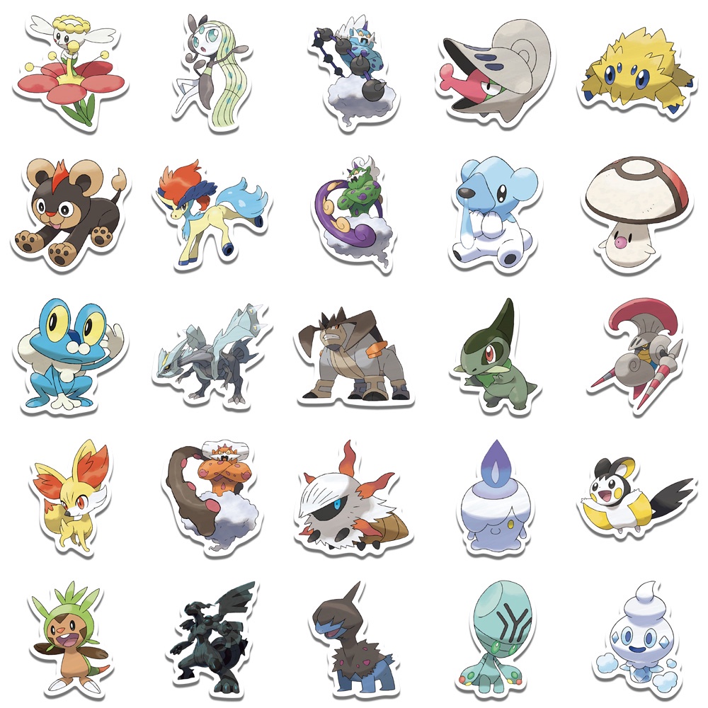 Bộ 50 Miếng Dán Chống Nước Hình Pokemon Thế Hệ 5-6 Dễ Thương Cho Trẻ Em