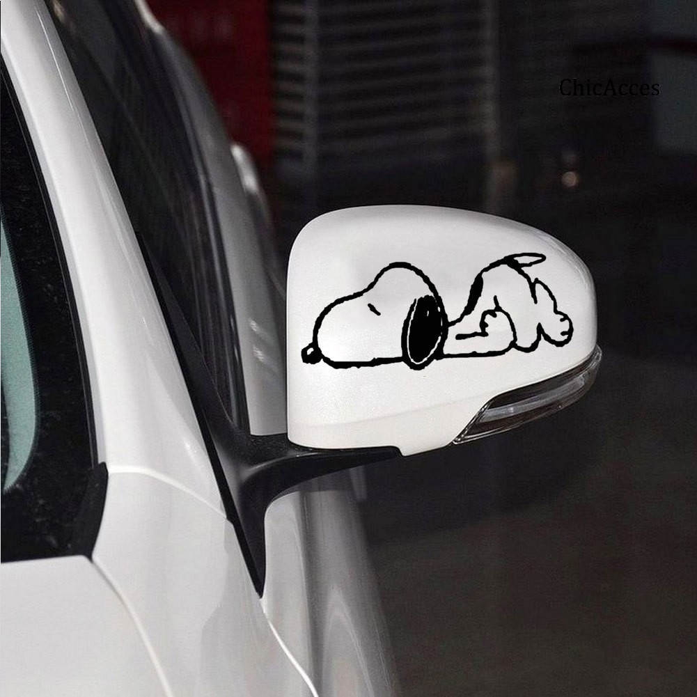 (Hàng Có Sẵn) 1 Cặp Sticker Dán Kính Chiếu Hậu Hình Chó Snoopy Dễ Thương