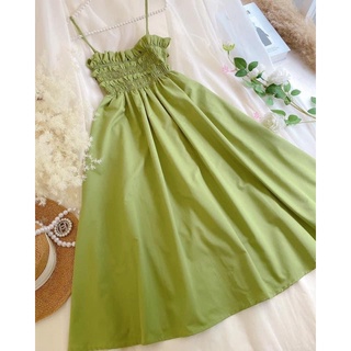 Đầm maxi 2 dây nhún chỉ nơ lưng