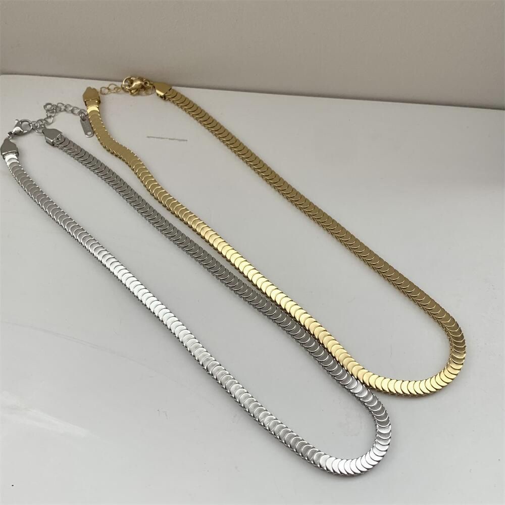 Vòng choker cổ chuỗi vảy rắn bằng kim loại phong cách Hàn Quốc cổ điển đơn giản cho nữ