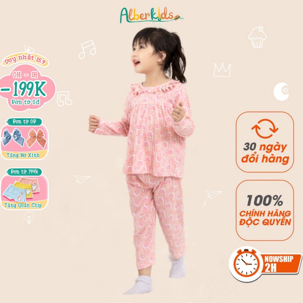 Bộ quần áo thu đông dài tay ALBERKIDS đồ ngủ họa tiết lạc đà cho bé gái 2,3,4,5,6,7,8,9,10,11,12 tuổi [SA12]