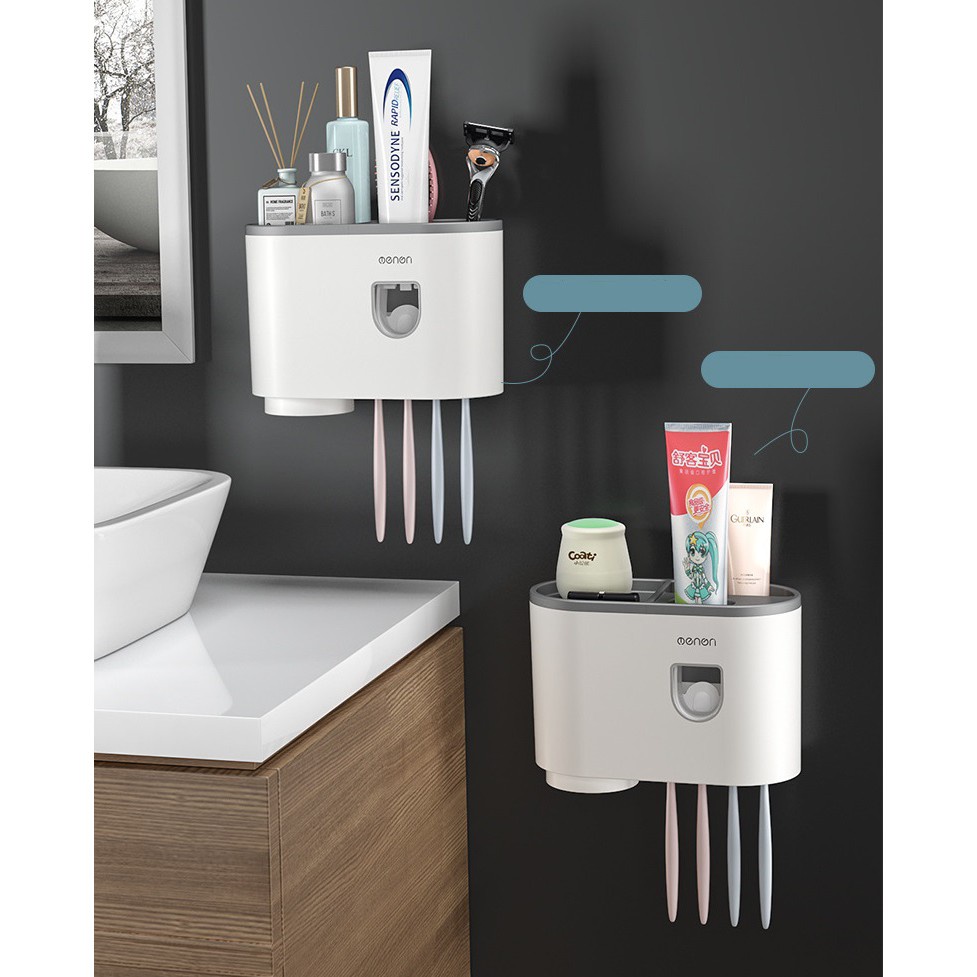 Bộ Nhả Kem 1 Cốc OENON Chính Hãng Kệ Đựng Bàn Chải Đáng Răng Nhà Tắm Cao Cấp