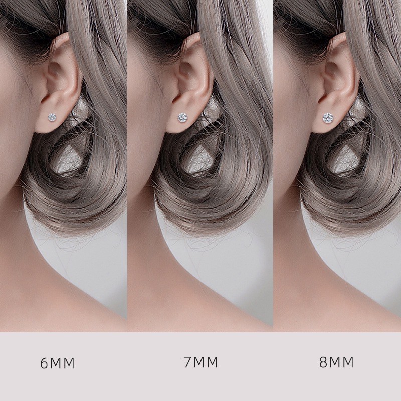 Khuyên tai bạc nụ đá nhiều màu Bông tai bạc nam nữ CHILLEE