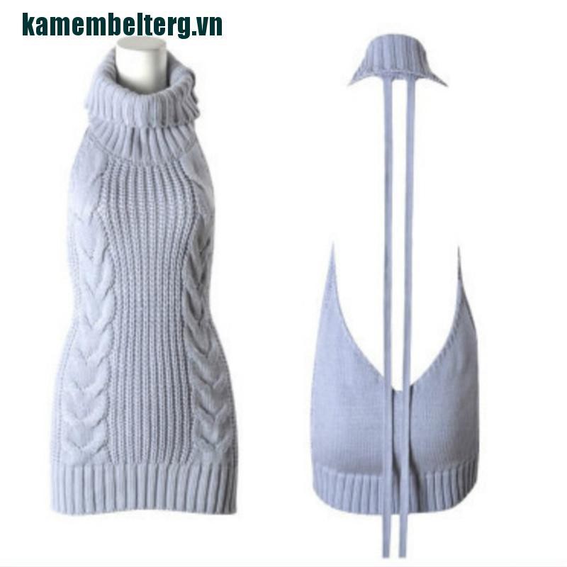 Áo Sweater Dệt Kim Sát Nách Hở Lưng Hóa Trang Anime Cho Nữ